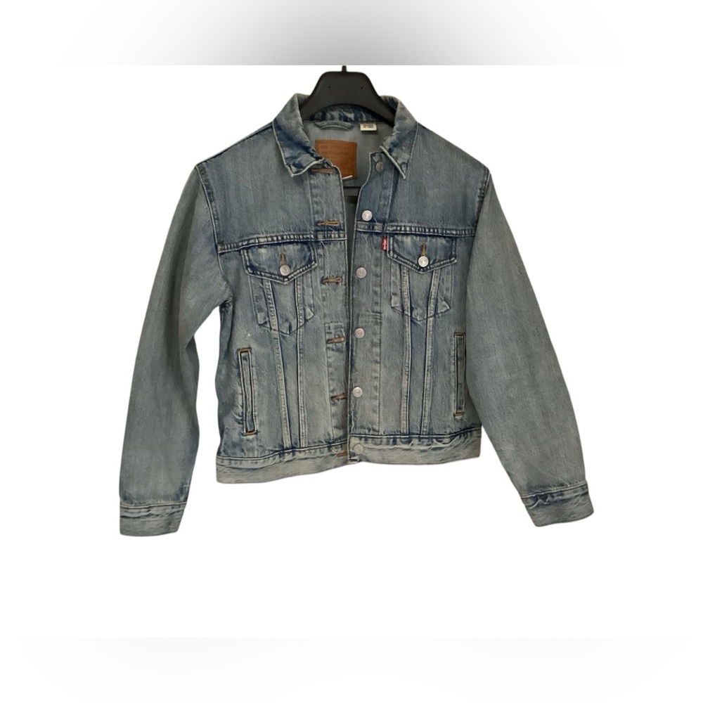 VTG Levis Strauss & Co Premium Denim Trucker Jacket Light Wash Blue Small